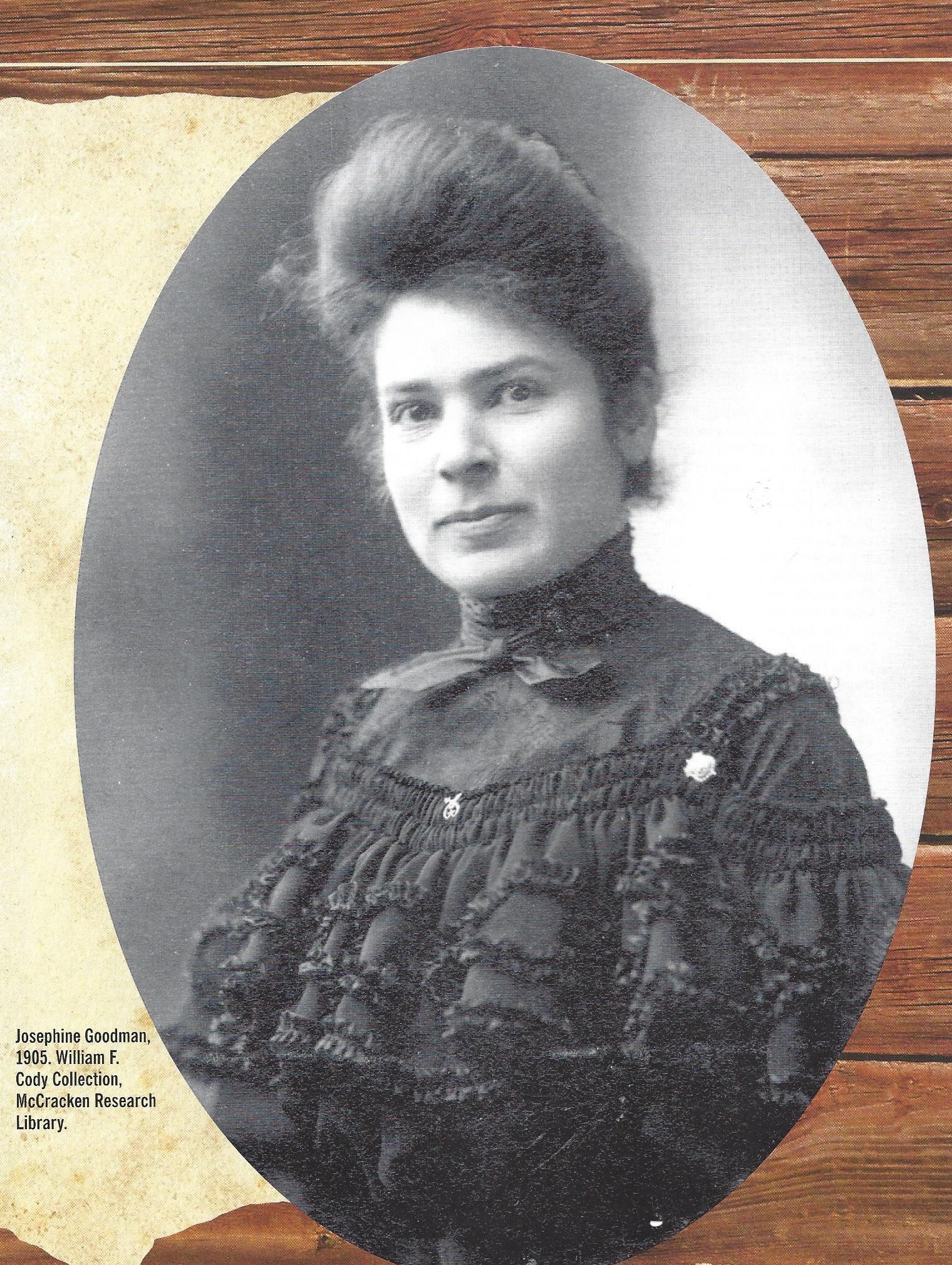 Josephine Goodman in 1905, niece of Buffalo Bill Cody and co-founder of Elephant Head Lodge